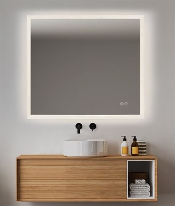 SUNRISE-2 spejl med LED lys, antidug og lysstyring - 90x80 cm